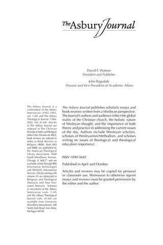 The Asbury Theological Journal FALL 2026 第 9 页