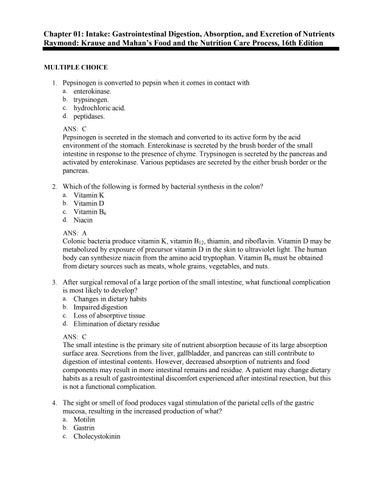 Test Bank For Krause and Mahan’s Food and the Nutrition Care Process, 16th Edition by Janice L Raymo