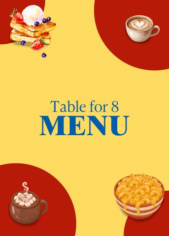 Menu Breakfast Table for 8