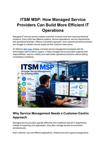 ITSM MSP: Improving Service Management, IT Operations and MSP Efficiency
