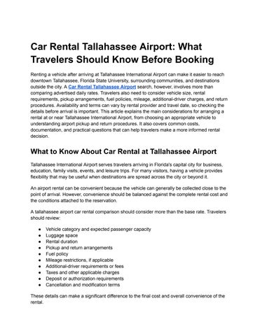 Car Rental Tallahassee Airport_ What Travelers Should Know Before Booking