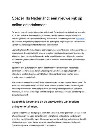 SpaceHills Nederland_ een nieuwe kijk op online entertainment
