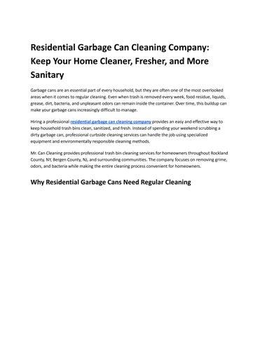 Residential Garbage Can Cleaning Company
