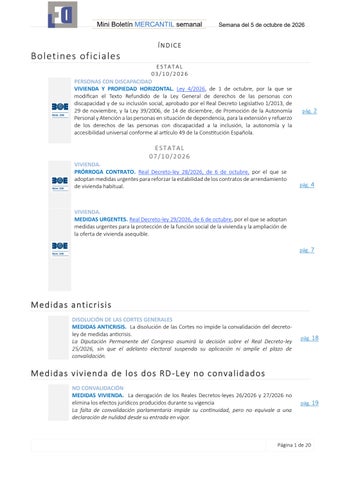 Boletín MERCANTIL semana 05/10/2026 - www.gabinetedelaorden.com