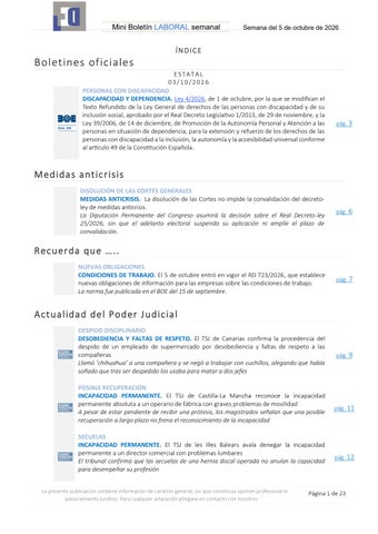 Boletín LABORAL semana 05/10/2026 - www.gabinetedelaorden.com