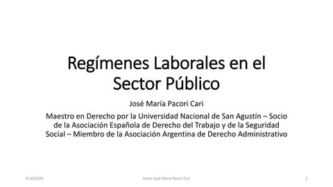 REGÍMENES LABORALES EN EL SECTOR PÚBLICO