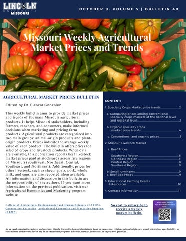 26-40 Missouri Agricultural Market Prices and Trends-Bulletin 40
