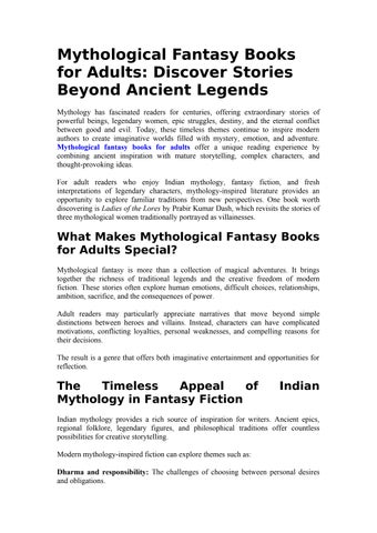 Mythological Fantasy Books for Adults