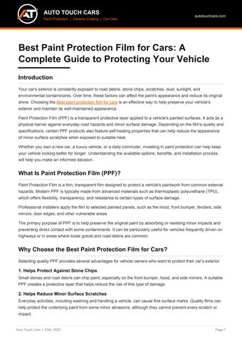 Best Paint Protection Film for Cars: Benefits & Guide
