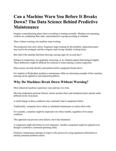 Can a Machine Warn You Before It Breaks Down? The Data Science Behind Predictive Maintenance