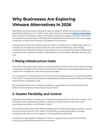 Why Businesses Are Exploring VMware Alternatives in 2026