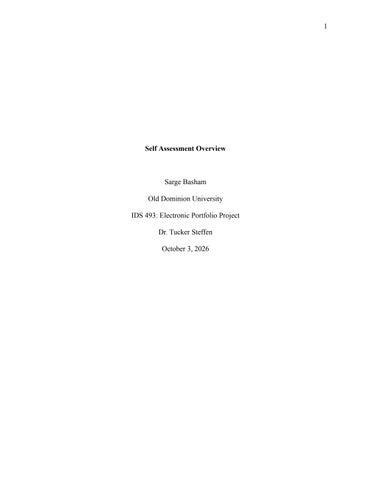 Sarge Basham - Self Assessment Overview