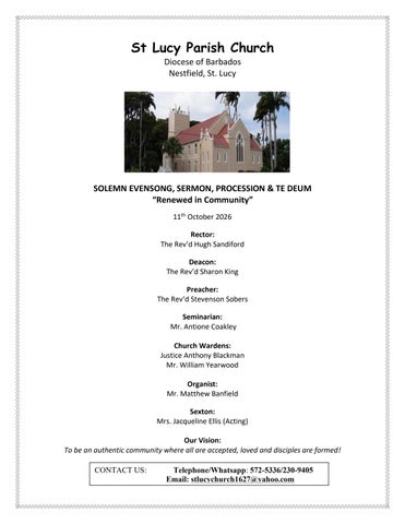 Solemn Evensong-  11 October 2026