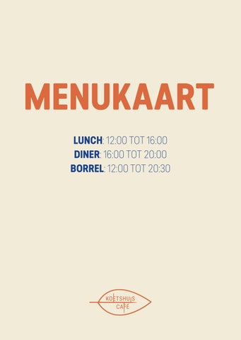 Koetshuis Café Bunnik menukaart
