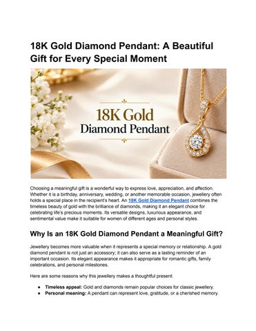 18K Gold Diamond Pendant_ A Beautiful Gift for Every Special Moment