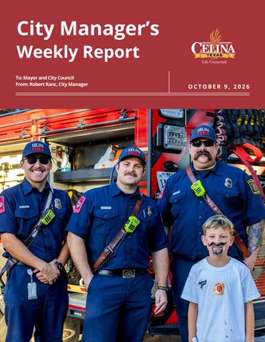 City Manager's Weekly Report (October 9, 2026) by Celina, Texas - Life ...