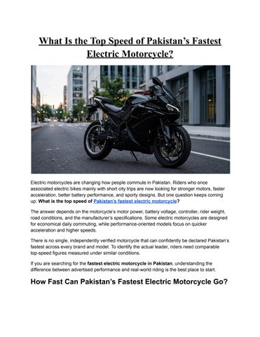 Top Speed of Pakistan’s Fastest Electric Motorcycle?