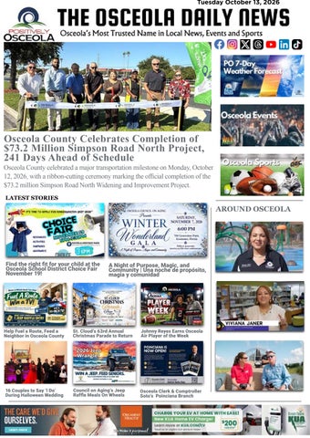 The Osceola Daily News for Tuesday October 13, 2026