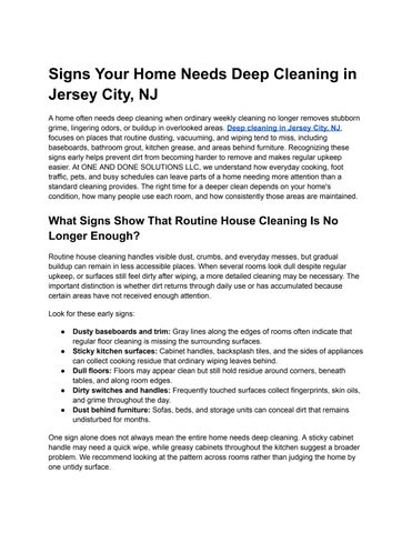 Signs Your Home Needs Deep Cleaning in Jersey City, NJ