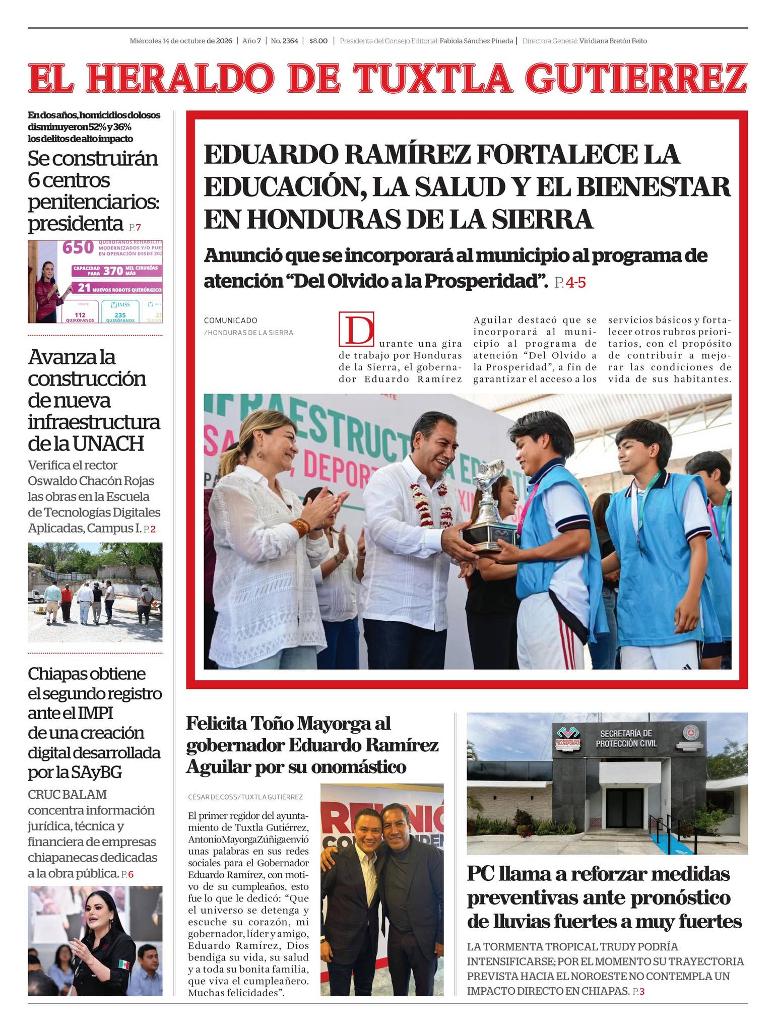 El Heraldo de Tuxtla Gutierrez 14 de Octubre 2026 by Alfonso Campomanes ...