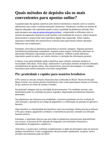 Quais métodos de depósito são os mais convenientes para apostas online