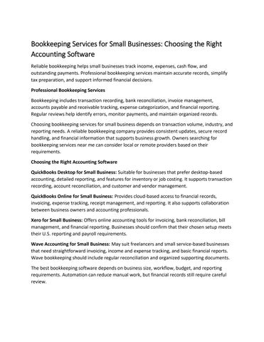 Bookkeeping Services for Small Businesses