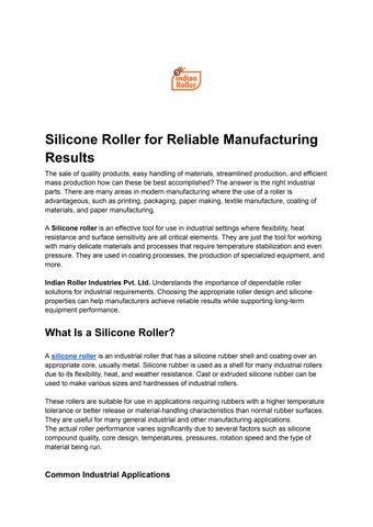 Silicone Roller for Reliable Manufacturing Results