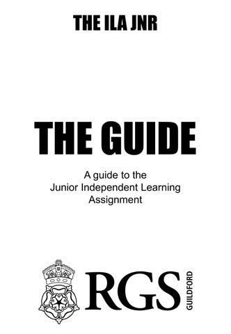 A guide to the Junior Independent Learning Assignment