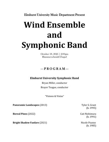 Wind Ensemble and Symphonic Band Program