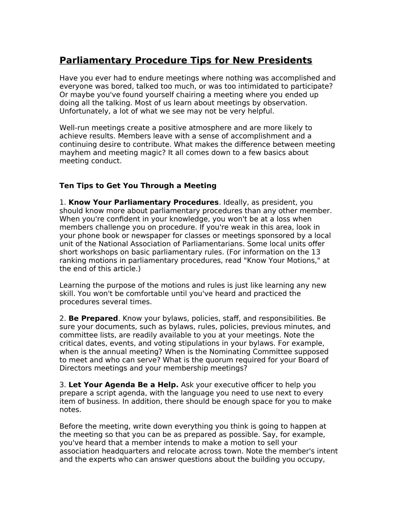 Parliamentary Procedure Tips for New Presidents by New Jersey Realtor ...