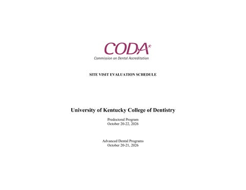 CODA Site Visit Evaluation Schedule