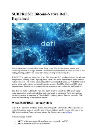 What Is Bitcoin DeFi A Beginner’s Guide to SUBFROST 