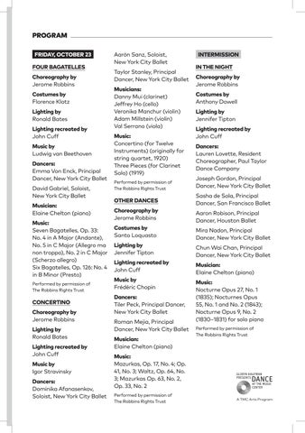 Ballet Festival Jerome Robbins Program 册 第 6 页