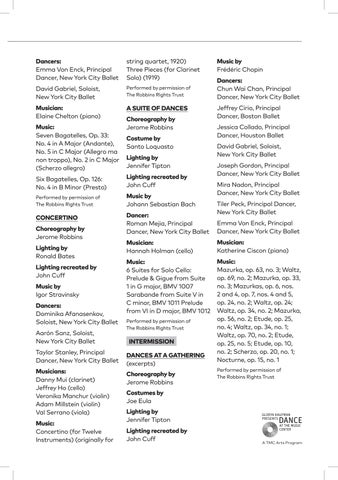 Ballet Festival Jerome Robbins Program 册 第 8 页