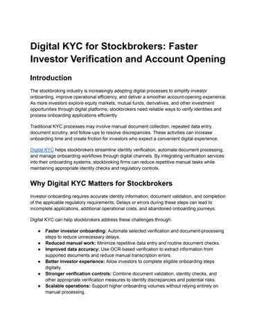 Digital KYC for Stockbrokers_ Faster Investor Verification and Account Opening