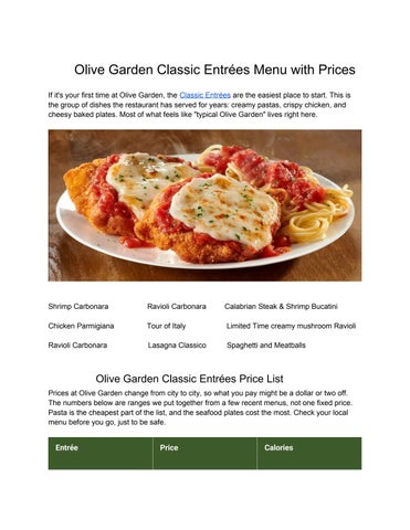 Olive Garden Classic Entrees Article