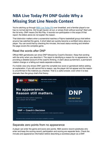 NBA Live Today PH DNP Guide Why a Missing Stat Line Needs Context