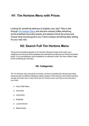 Tim Hortons Pdf