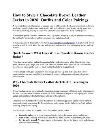 Chocolate Brown Leather Jacket Outfits: 2026 Style Guide