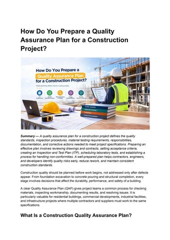 How Do You Prepare a Quality Assurance Plan for a Construction Project