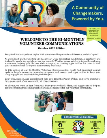 Bi-Monthly Volunteer Newsletter October 2026