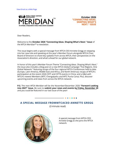 WTCA Meridian e-Newsletter October 2026 Issue