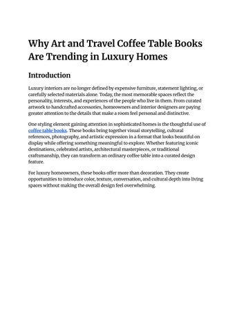 Why Art and Travel Coffee Table Books Are Trending in Luxury Homes