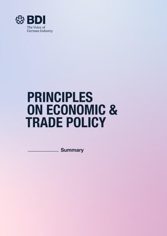 Principles on Economic & Trade Policy 