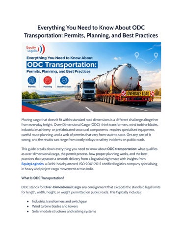 Everything You Need to Know About ODC Transportation