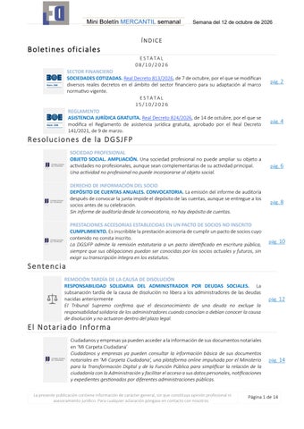 Boletín MERCANTIL semana 12/10/2026 - www.gabinetedelaorden.com