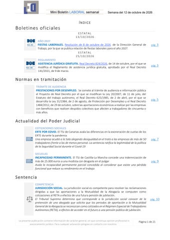 Boletín LABORAL semana 12/10/2026 - www.gabinetedelaorden.com