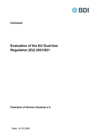 Evaluation of the EU Dual-Use Regulation (EU) 2021/821