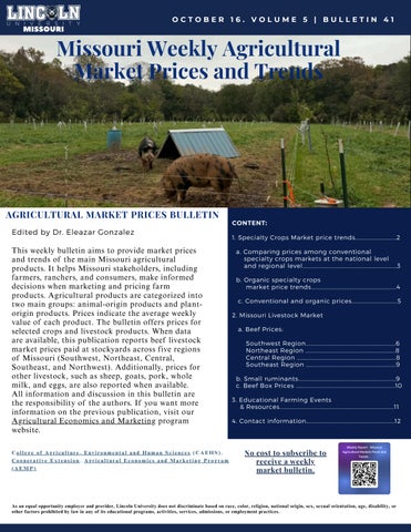 26-41 Missouri Agricultural Market Prices and Trends-Bulletin 41