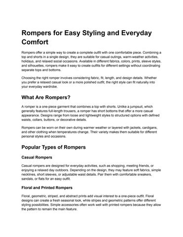 Rompers for Easy Styling and Everyday Comfort